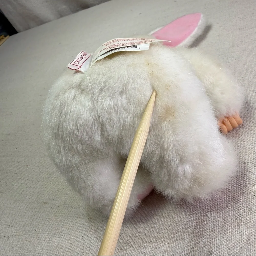 Vintage Anne Geddes Baby Bunnies White Bunny Plush Beanie Soft Toy Doll 1997
